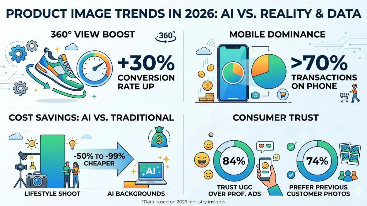 2026 ecommerce product photography statistics: AI-driven visuals boost conversions