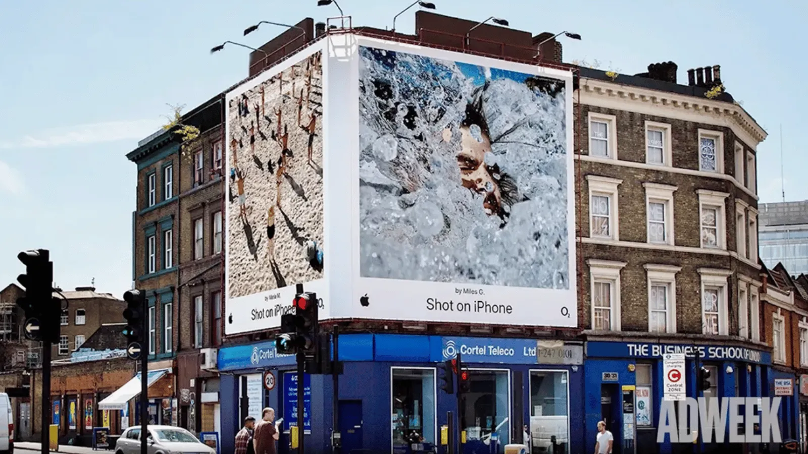 Ecommerce product videos feature a large outdoor billboard highlighting iPhone photography.