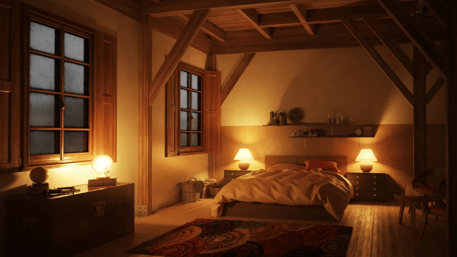 Transform your space with this warm bedroom scene showcased in ecommerce product videos.