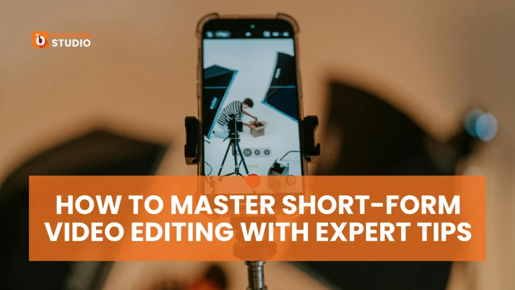 Practical short-form video editing setup with a smartphone on a tripod capturing a dynamic scene.